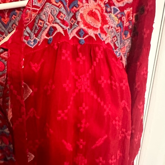 Johnny Was Red Embroidered Blouse - Picture 5 of 10